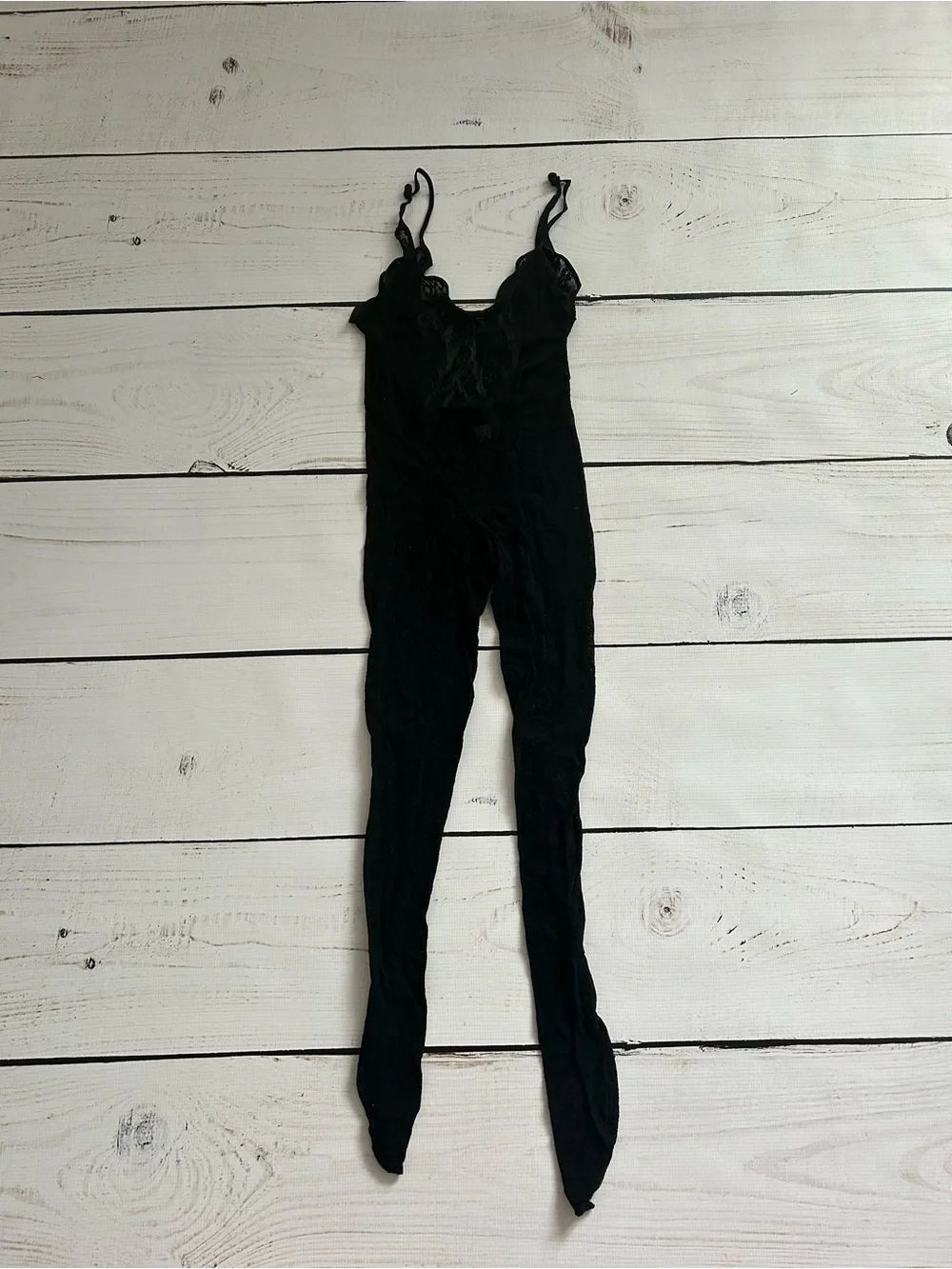 Rare vintage Victoria's Secret Black Lace-Trim Bodysuit/catsuit